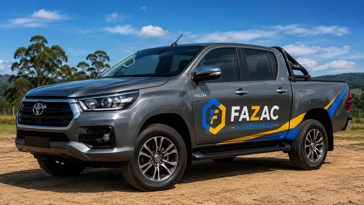 Caminhonete da FAZAC Automação preparada para atendimento técnico em campo no Mato Grosso
